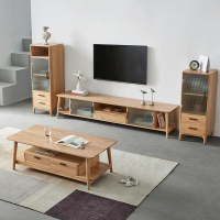 尋木匠实木电视柜边柜组合北欧现代简约客厅玻璃储物收纳柜客厅立柜酒柜