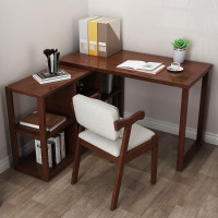 尋木匠实木拐角书桌书架组合家用写字的学习北欧电脑桌带书柜一体桌
