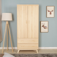 尋木匠纯实木两衣柜松木平开卧室衣橱收纳定制定做北欧小孩衣柜