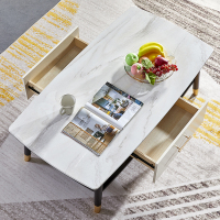 尋木匠轻奢大理石茶几电视柜组合北欧实木现代简约小户型客厅伸缩影视柜