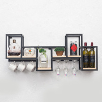 尋木匠北欧实木铁艺壁挂酒架酒柜创意悬挂葡萄酒红酒展示架酒杯架置物架