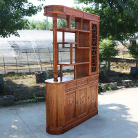 尋木匠中式仿古榆木厅柜花屏风隔断玄关柜客厅实木双面储物鞋柜酒柜