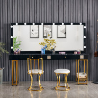 尋木匠影楼专用化妆台带灯泡婚纱摄影工作室彩妆镜北欧大理石专业梳妆桌