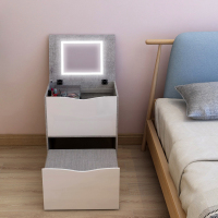 尋木匠床头柜梳妆台一体卧室小户型窄床边收纳柜翻盖镜子带灯超小化妆桌