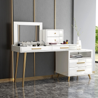 尋木匠现代简约小户型轻奢梳妆台卧室白色收纳盒翻盖床头柜化妆台一体桌