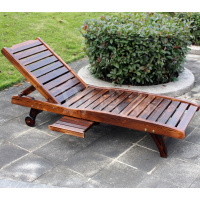 尋木匠木制休闲逍遥办公室午休床碳化实木户外海滩躺椅沙滩椅泳池靠椅