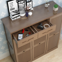 尋木匠竹制百叶鞋柜组装多层透气客厅实木简易鞋架现代边收纳储物柜