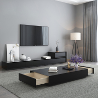 尋木匠简易电视柜茶几组合简约现代小户型客厅北欧风黑色电视机地柜卧室