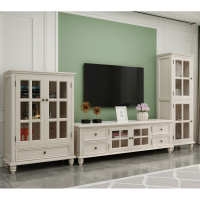 尋木匠家私美式乡村实木电视柜做旧白蜡木电视柜茶几组合小户型地柜