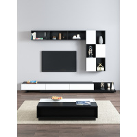 尋木匠大小户型简约现代北欧可伸缩电视柜茶几组合客厅家具储物吊挂壁柜