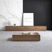 尋木匠北欧电视柜茶几组合套装现代简约客厅家具小户型黑胡桃色电视机柜