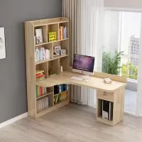 尋木匠实木转角书桌台式电脑写字书柜家用学习转角书架组合桌子