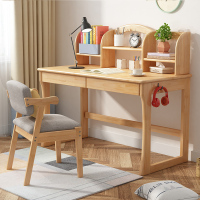 尋木匠北欧实木书桌白色简约办公桌写字桌电脑桌带书架家用卧室
