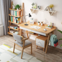尋木匠北欧实木书桌书架组合简约家用实木电脑书桌学习写字台