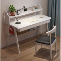 尋木匠北欧实木带书架小书桌一体组合简约现代卧室初中生学习桌