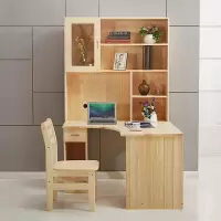 尋木匠北欧简约现代实木电脑桌转角连体书桌书柜组合学习书桌子松木