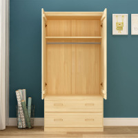 尋木匠简易实木衣柜组装收纳经济型定制原木松木质小孩衣橱简约现代