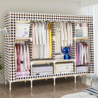 尋木匠简易布衣柜出租房家用便捷实木牛津布现代简约单人收纳架折叠