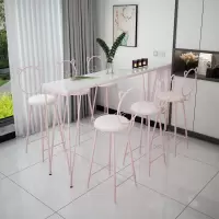 尋木匠北欧简约大理石吧台桌椅组合奶茶店靠墙小吧台高脚桌子酒吧长条桌