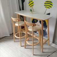 尋木匠吧台桌家用实木高脚桌椅组合现代简约奶茶店窄吧台靠墙隔断长条桌