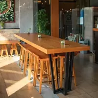 尋木匠loft美式实木吧台桌创意家用休闲水吧台酒吧高脚桌咖啡厅桌椅组合