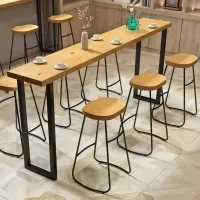 尋木匠北欧实木吧台桌家用阳台靠墙长条高脚桌酒吧台商用奶茶店桌椅组合