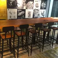 尋木匠北欧实木长条桌咖啡厅吧台靠墙高脚凳酒吧桌铁艺餐厅吧台桌椅组合