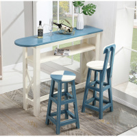 尋木匠定做地中海实木吧台做旧桌椅组合阳台隔断家用吧台高脚酒吧吧台桌