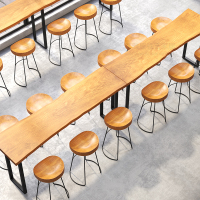 尋木匠实木吧台桌桌椅高脚酒吧台靠墙长条高脚窄桌子咖啡奶茶店桌椅组合