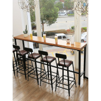 尋木匠实木吧台桌靠墙奶茶咖啡茶餐厅店桌椅组合铁艺高脚长桌美式酒吧台