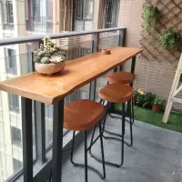 尋木匠实木阳台吧台桌家用客厅靠墙高脚桌简约酒吧台咖啡奶茶店桌椅组合