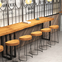 尋木匠实木靠墙吧台桌家用简约现代奶茶店桌椅北欧长条高脚吧台桌椅组合