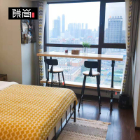 尋木匠工业风靠墙水管吧台铁艺家用美式loft实木吧台桌椅组合复古高脚桌