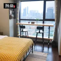 尋木匠工业风靠墙水管吧台铁艺家用美式loft实木吧台桌椅组合复古高脚桌
