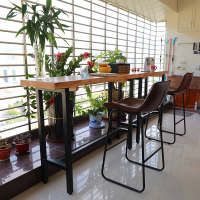 尋木匠简约实木高脚桌椅组合靠墙靠窗小吧台餐桌长条窄桌阳台吧台桌家用