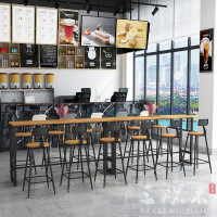 尋木匠简约现代实木吧台桌椅组合咖啡奶茶吧台桌花园露台靠窗桌长条窄桌