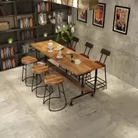 尋木匠美式loft实木水管吧台桌椅组合复古高脚桌工业风靠墙铁艺家用吧台