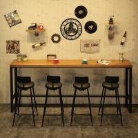尋木匠美式铁艺实木家用吧台桌订制奶茶店靠墙长条酒吧复古高脚桌椅组合