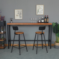 尋木匠美式铁艺实木酒吧台靠墙吧台桌椅组合家用奶茶店高脚凳长条桌隔断