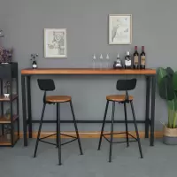 尋木匠美式铁艺实木酒吧台靠墙吧台桌椅组合家用奶茶店高脚凳长条桌隔断