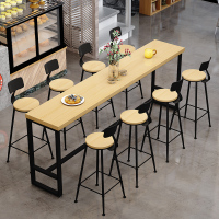 尋木匠酒吧桌椅吧台桌椅组合长条铁艺咖啡店家用靠墙高脚阳台实木吧台桌