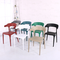 尋木匠现代简约牛角椅塑料椅子靠背椅创意餐椅休闲家用扶手办公咖啡