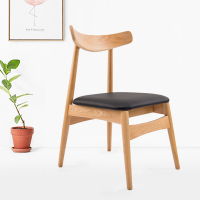 尋木匠浮生记/北欧实木餐椅 简约现代牛角椅家用日式靠背椅子布艺咖啡椅