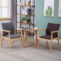 尋木匠实木现代简约餐椅家用北欧咖啡厅靠背扶手洽谈书桌椅休闲椅子
