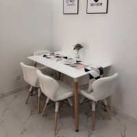 尋木匠ins网红北欧实木小户型桌子餐桌椅组合咖啡奶茶甜品店4人伊姆斯桌