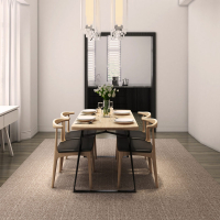 尋木匠简约实木餐桌小户型餐厅轻奢商用4/6人桌椅组合 复古美式咖啡厅桌