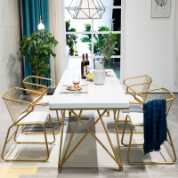 尋木匠北欧实木大理石餐桌设计师洽谈桌长方形西餐桌椅组合简约家用饭桌