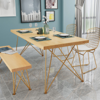 尋木匠ins北欧实木民宿餐桌子网红长方形餐桌家用小户型4/6人餐桌椅组合