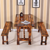 尋木匠创意防腐木快餐桌椅饭店实木餐桌组合酒吧桌子饭桌