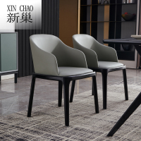 尋木匠餐椅家用靠背椅子北欧网红卧室小户型餐椅现代简约实木真皮餐桌凳